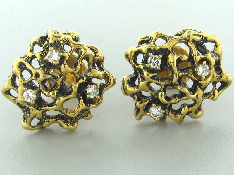 Estate Arthur King 18K Gold Diamond Cufflinks 44 7g