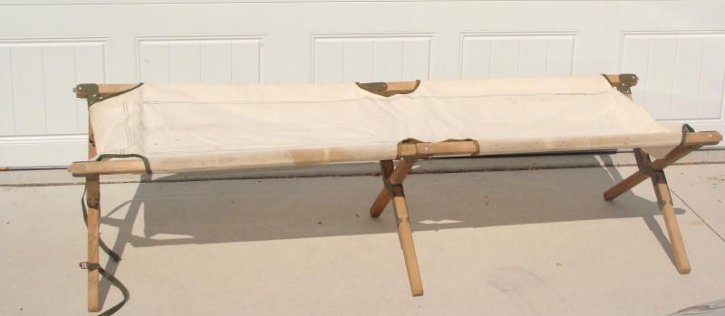   Canvas Folding Cot Army Style Hunting Camping Military 1940s 50s?#1