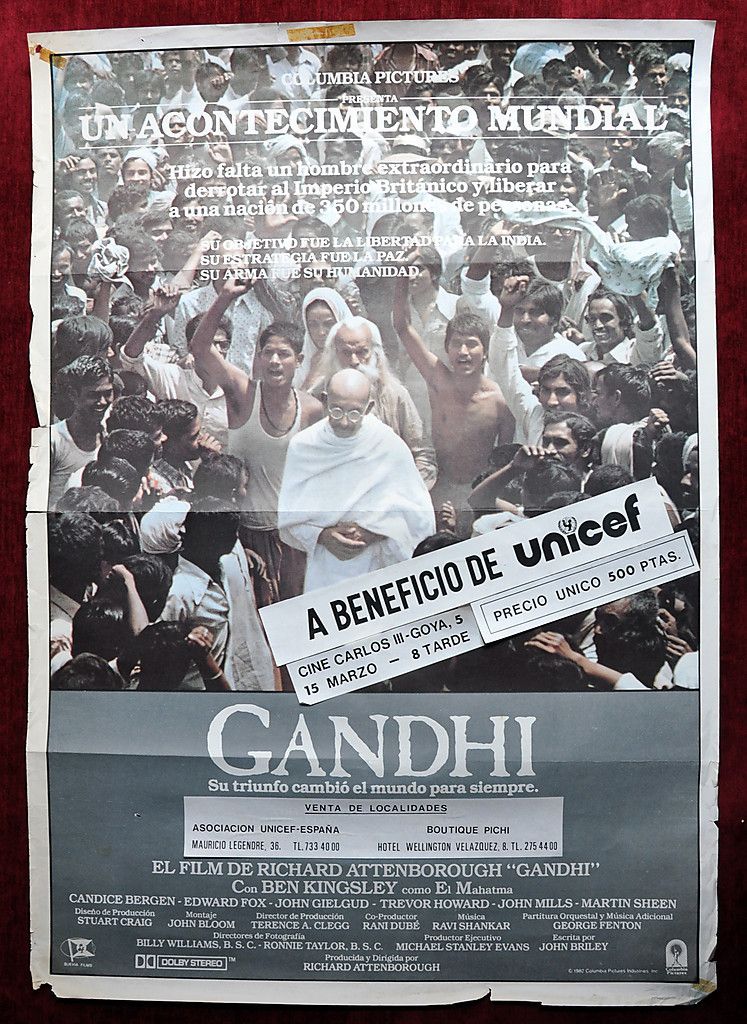 ORIGINAL Poster Movie GANDHI Attenborough Kingsley Bergen Fox Spain 