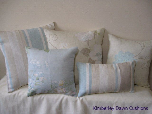   Egg Blue Shabby Chic Laura Ashley Awning Fabric BOLSTER CUSHION & pad