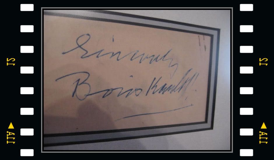   DISPLAY  AUTOGRAPHS, KARLOFF, ATWILL, HUTCHINSON, RATHBONE