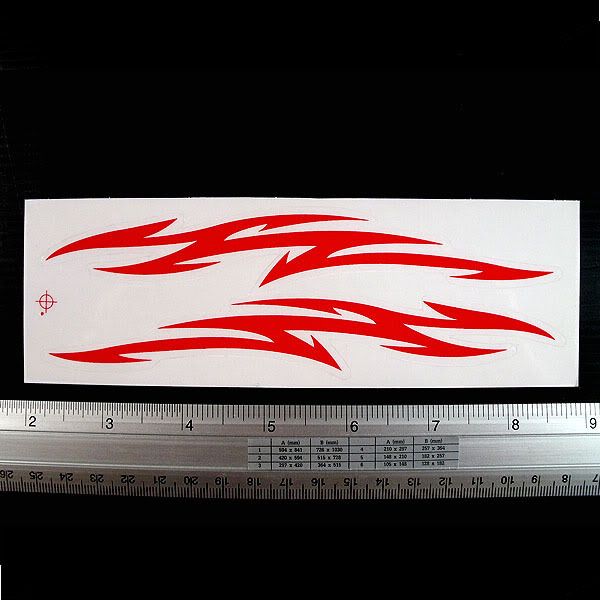 Red&Black Thunder Flame Tattoo Car Racing Bike Decal Sticker 2.25x6.75" 