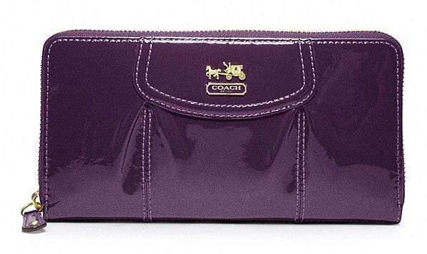   LEATHER ACCORDION ZIP AROUND WALLET AUBER GINE PURPLE 46620 RARE