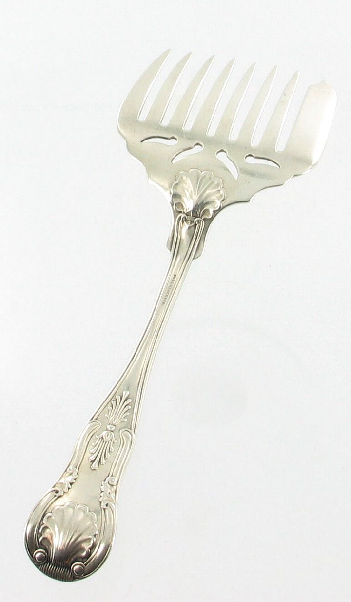 Antique Coin Sterling Asparagus Fork Ball Black NY 1850