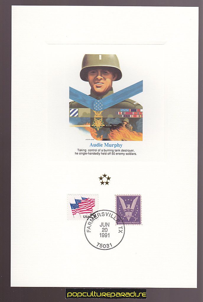 Audie Murphy WW2 Americas Greatest Military Heroes Stamp Maxi Card 