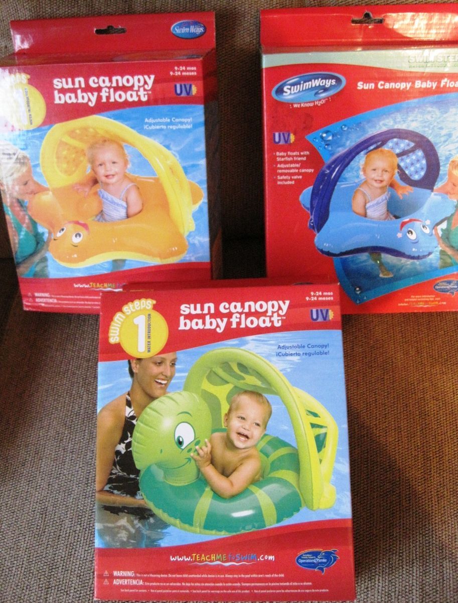 Swim Ways Sun Canopy Baby Float UV 9 24 mos Swim Steps 1 Turtle or 