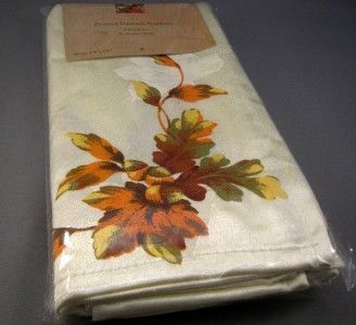 Autumn Gatherings Fall Leaf Decorated Damask Dinner Napkins Set of 4 