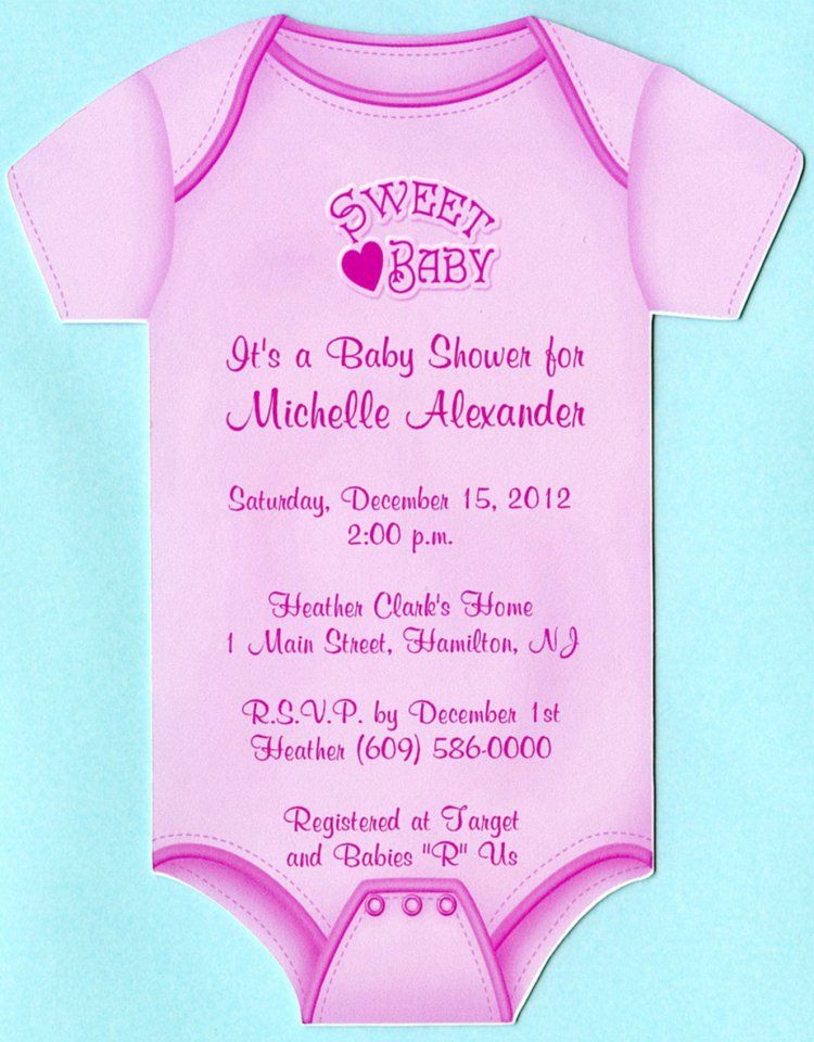 INVITATION SIZE 5.5 LONG X 4.25 BETWEEN SLEEVES OF ONESIE