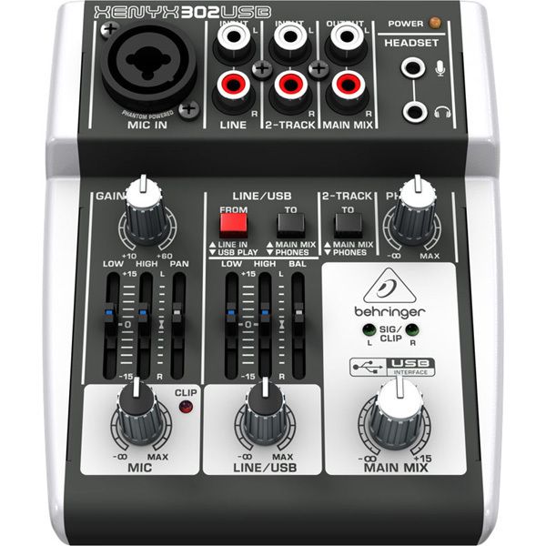 Behringer XENYX 302USB Premium 5 Input Mixer w USB Audio Interface