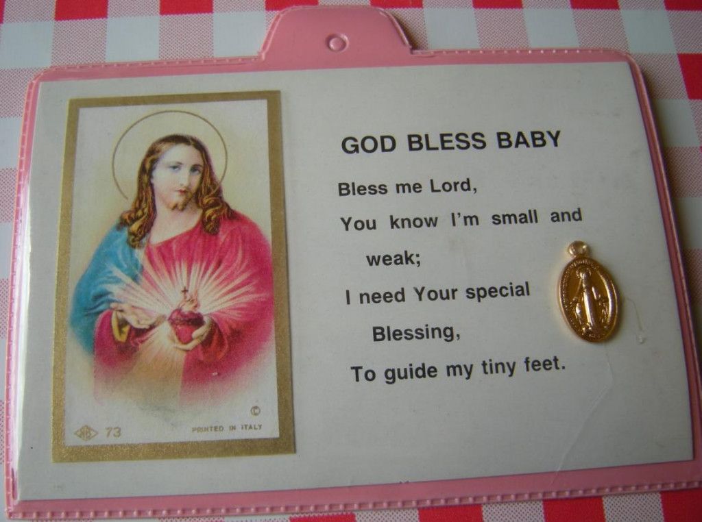 New Born Baby Girl Prayer Card with Metal Medal New