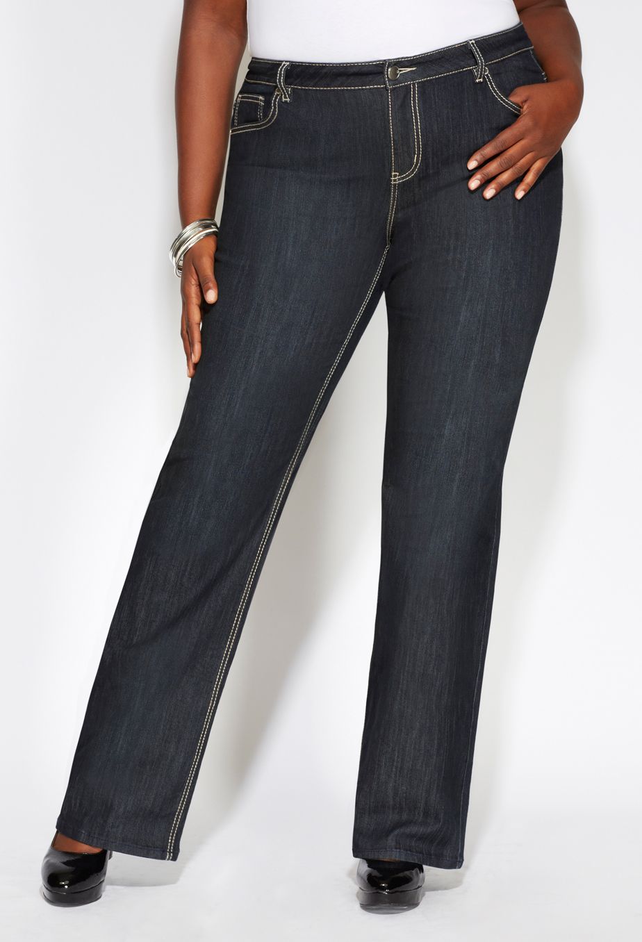 Avenue Plus Size Tall Santa FE Bootcut Jean 28 32