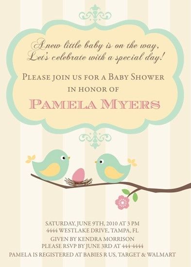 Little Bird Birdies Baby Shower Invitations