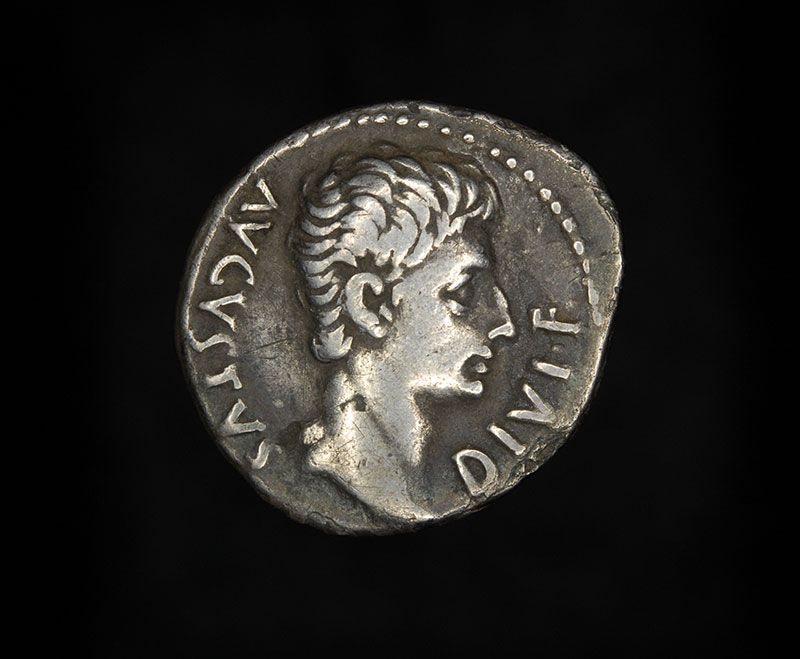   Silver Denarius Butting Bull Coin Emperor Augustus Octavian