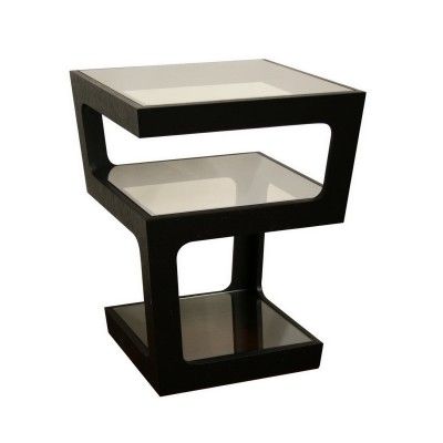 Baxton Studio Clara Black Modern Tall 3 Tiered End Table End Table