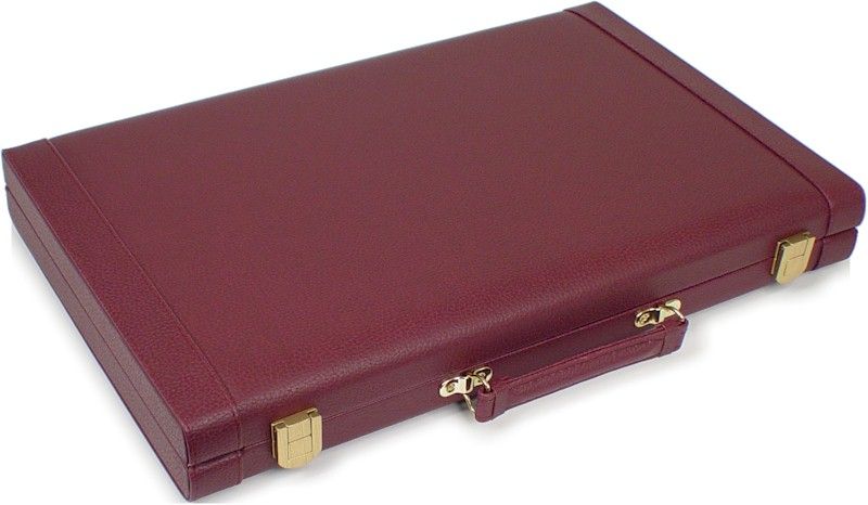 Burgundy Leatherette Backgammon Set Small 11 x 16 5