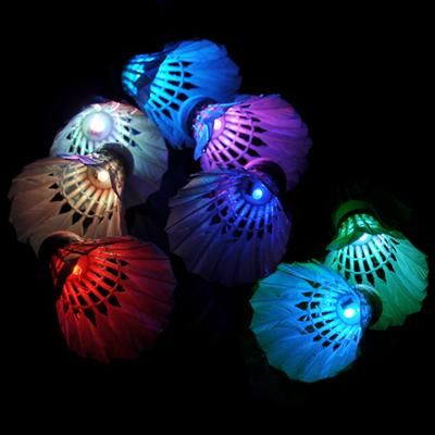 8pcs Shuttlecocks Colorful LED Shuttlecock Badminton Feather Birdies 