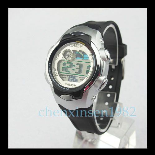 OHSEN Backlight Digital Childrens Boys Sport Quartz Rubber Watch