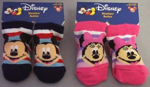 New Wholesale 1Dz Disney Mickey Minnie Mouse Newborn Socks Licensed 