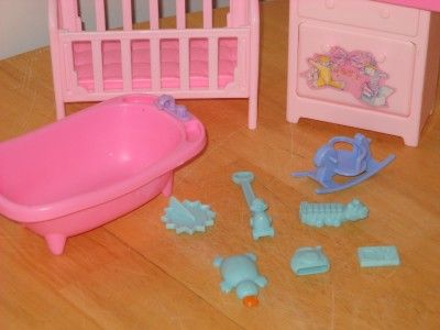 Barbie Kelly Doll Crib Nursery Changing Table Pink Lot