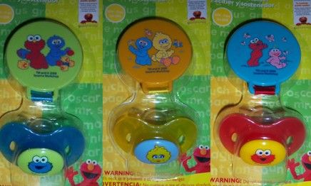   Pacifier and Holder Elmo Cookie Monster Big Bird Baby Shower