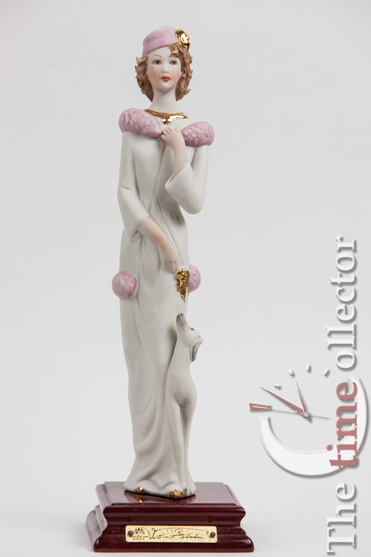 Vittorio Sabadin Elegant Lady With Her Dog Porcelain Figurine