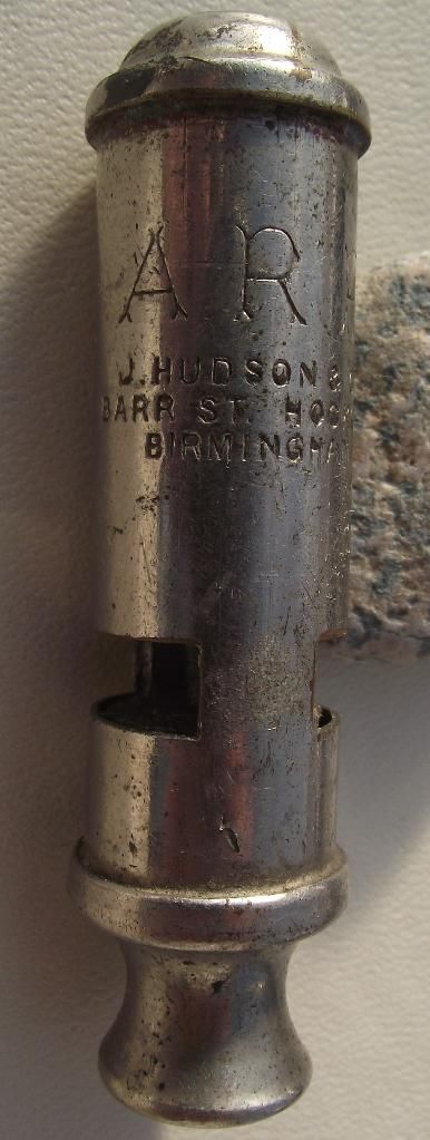   VINTAGE ARP AIR RAID PATROL WHISTLE J HUDSON & CO BARR STREET HOCKLEY