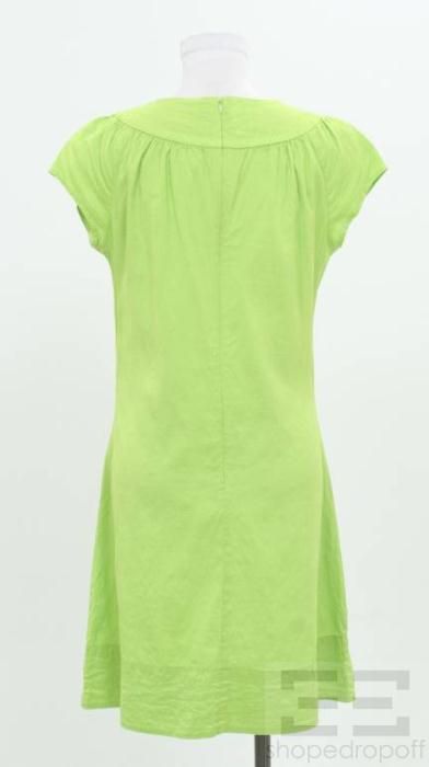 Calypso St. Barth Neon Green Silk Cap Sleeve Dress Size Large