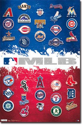 MLB Logos 2012 Poster 22x34 Shrink Wrapped Baseball Teams 5691