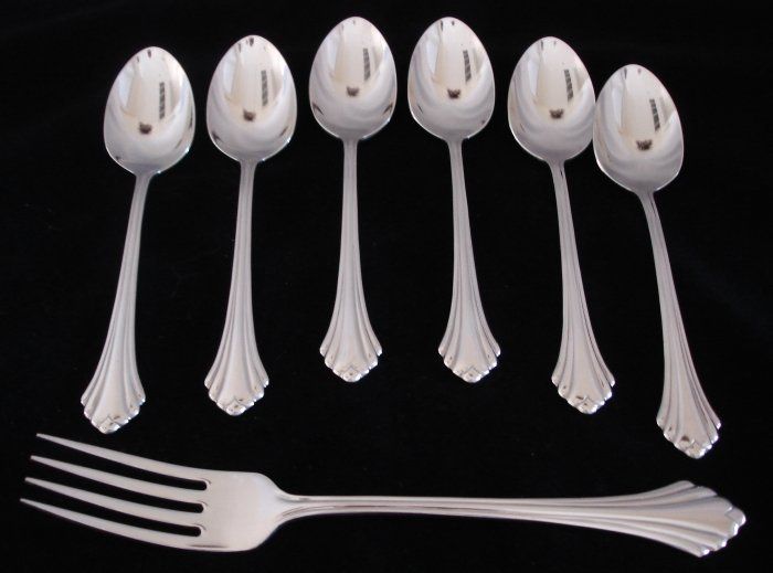 Oneida Discontinued BANCROFT FORTUNE Stainless 6 Teaspoons 1 Dinner 
