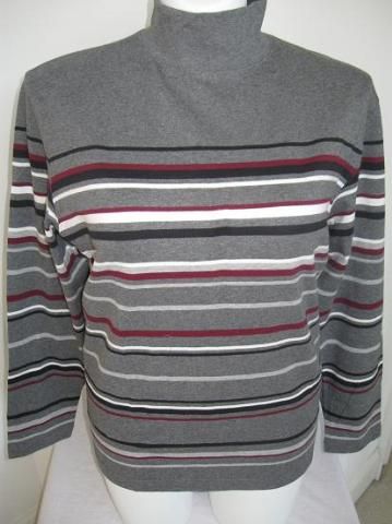 preview nwot croft barrow striped mock turtleneck in gray 1x