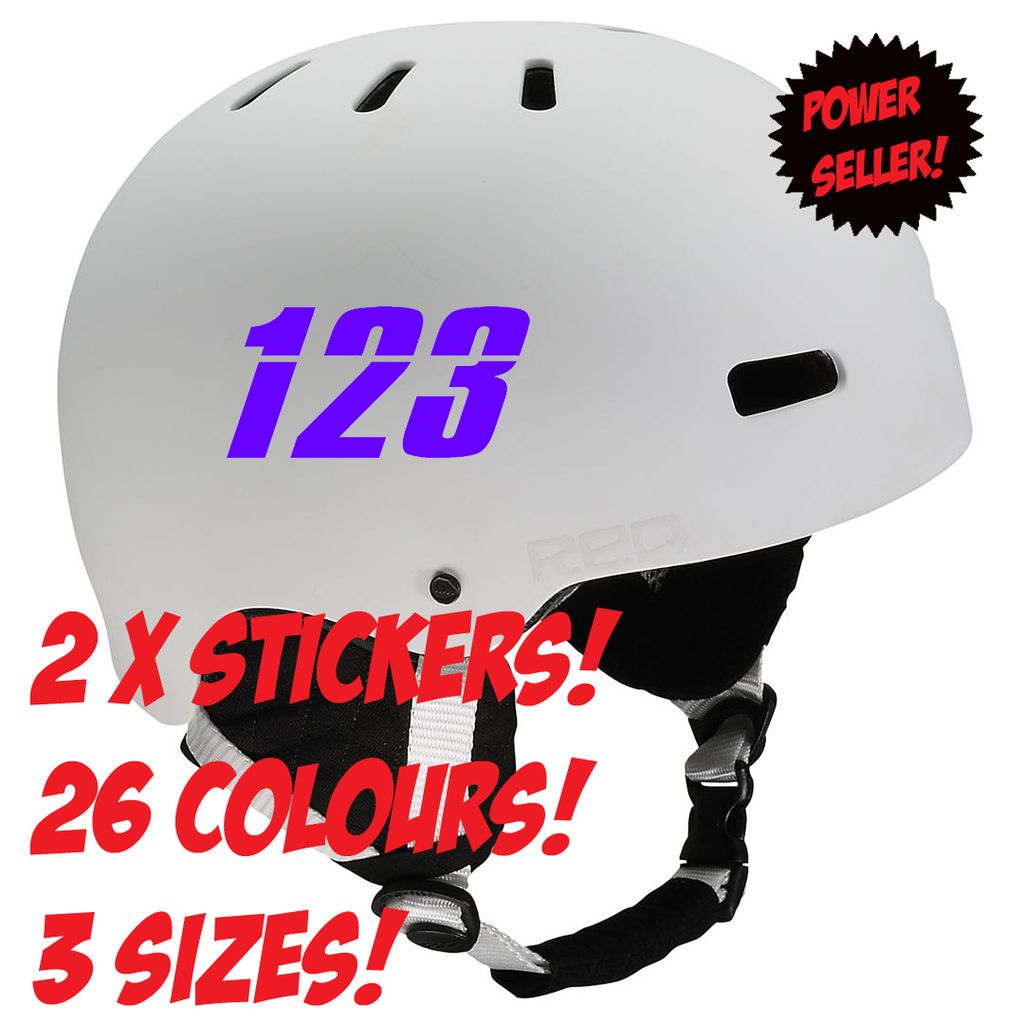 HELMET RACE NUMBER STICKERS MiniMoto Motorbike Bike Moped Trials 