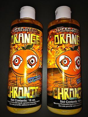 LOT 2 ORANGE CHRONIC water 1 min cleaner *FREE SHIP* pipe 16 OZ glass 