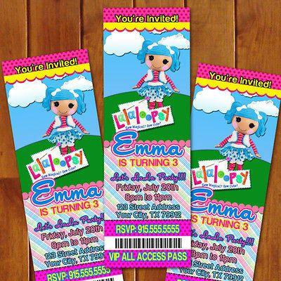 Lalaloopsy Sew Magical Custom Ticket Birthday Party Invitations