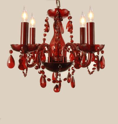 ALL RED CHANDELIER LIGHTING CRYSTAL 17WDX13HT 4LTS LIGHTING CEILING 