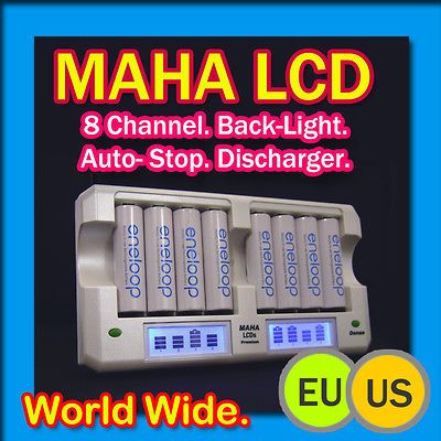 MAHA LCD Premium AA AAA Battery Charger 8 Channel + Discharger for 