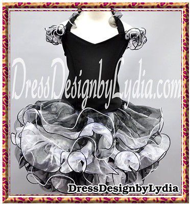 050Z Girl Black Pageant Infants Baby Evening Cupcake Dress 2pcs Outfit 