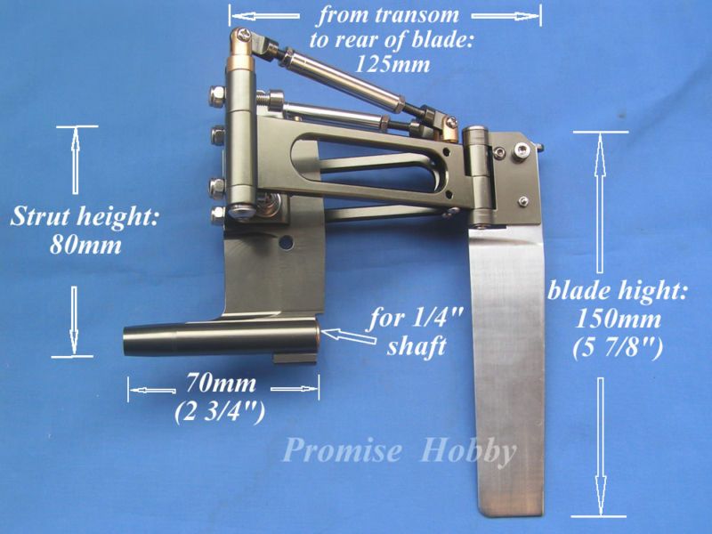 alu rudder with strut 1 4 flex cable set for