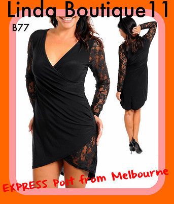 B77 New Womens Black Maternity Cocktail Evening Party Lace Dress Sz 14 