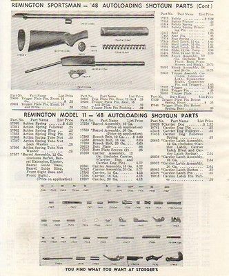 1953 remington ad model 48 11 48 shotgun parts list