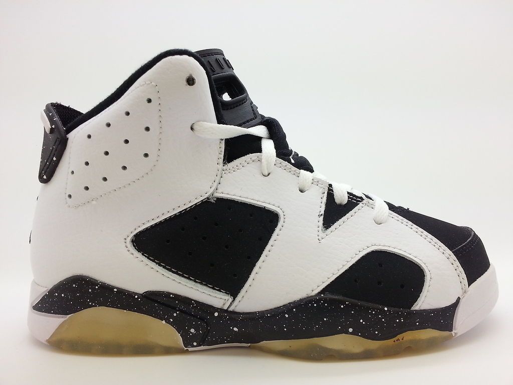 384666 101) AIR JORDAN 6 RETRO BLACK/WHITE SUEDE OREO PRE SCHOOL 13 