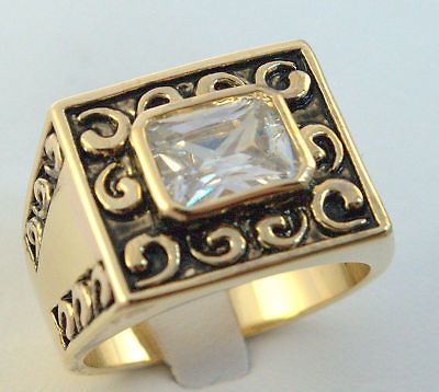 celtic fertility mens cz ring 18k gold overlay size 10