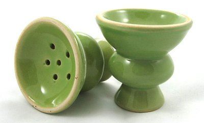 LOT of 2 GREEN CERAMIC BOWLS HOOKAH accessory Shisha Nargila Hooka 