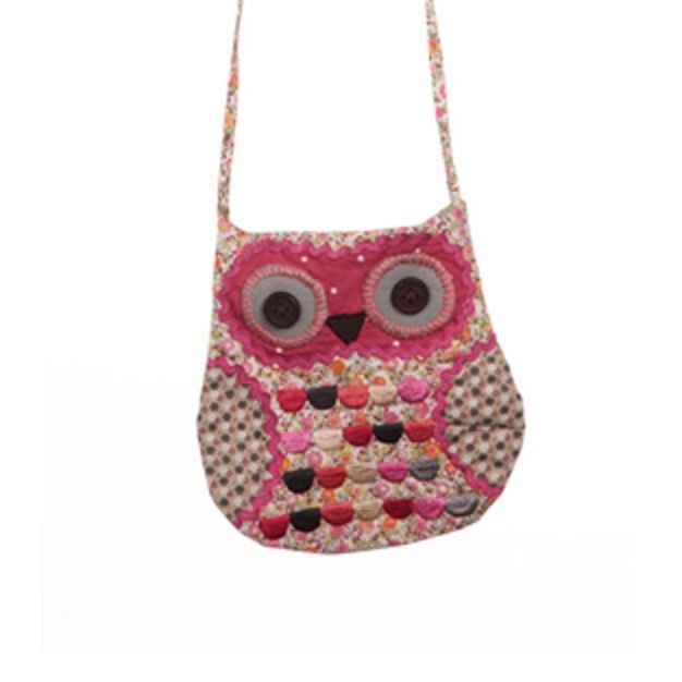 OWL SHOULDER BAG DITSY FLORAL VINTAGE GREEN PINK CUTE NEW