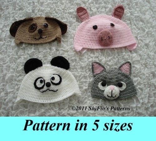 baby child animal beanie crochet pattern 5 sizes 175 time