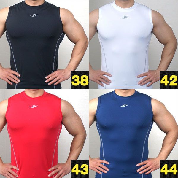 Mens sports Compression sleeveless tights Under Layer Tank Top skin 