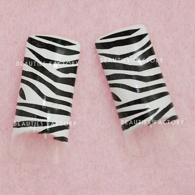 70 x ZEBRA Pre design French Nail False Art Tips #E49Nail