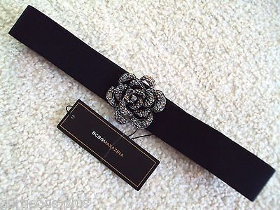 NWT 160 BCBG PARTY DRESS BELT JEWELRY SIZE S (4 6) BLACK ROSE