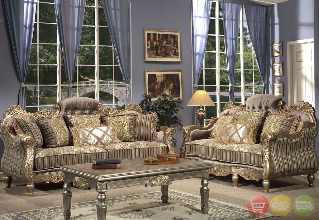   Sofa & Love Seat Traditional Antique Style Living Room Set HD 287