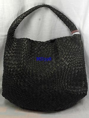 FALORNI ITALY F874 BLACK Leather Tote Shoulder Hand Bag Women Lady 