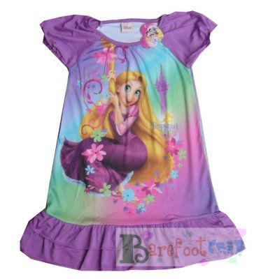 325 NEW Beauty princess Tangled FANCY PURPLE SLEEP DRESS/PJS S 4 5